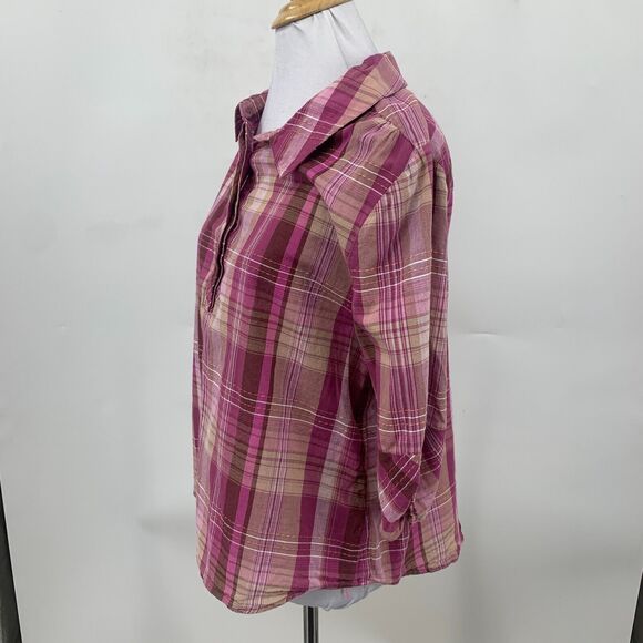 Soft Surroundings Arietta Shirt Women PM Petite Medium Hidden Button Half Sleeve - Picture 4 of 13